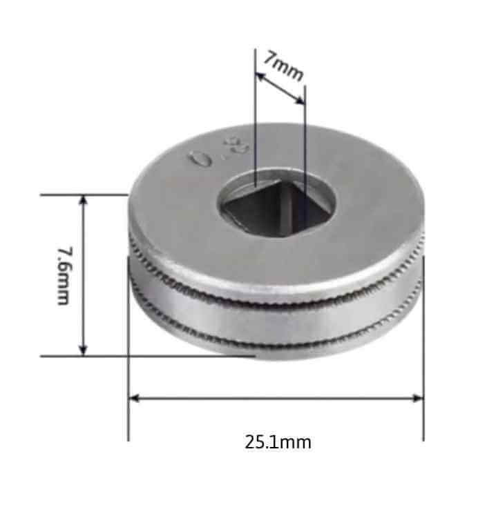 BÁNH XE DẪN DÂY HÀN MIG 135E RÃNH 0.6-0.8MM ĐƯỜNG KÍNH 25X7MM DAQIN DQ-BX68