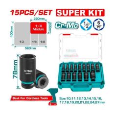 BỘ 15 ĐẦU TUÝP LỤC GIÁC SÂU 1/2 INCH DR TOTAL THKISD12156L