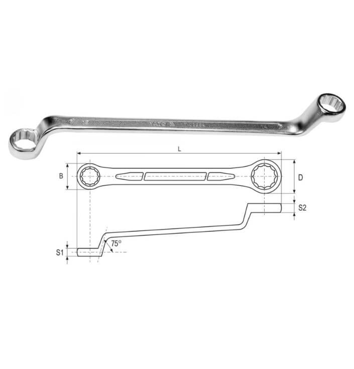 CỜ LÊ 2 ĐẦU VÒNG BÓNG MỜ 18X19MM YATO YT-03956