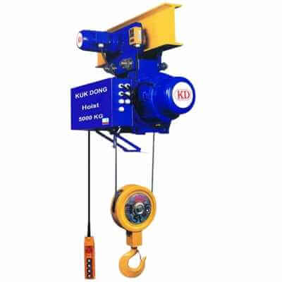 PALĂNG CÁP ĐIỆN MỘT DẦM – MONO RAIL HÀN QUỐC 5TẤN 12M KUKDONG KD5-L12-M( 1 TỐC ĐỘ )