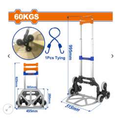 XE KÉO HÀNG 6 BÁNH LEO CẦU THANG 60KG WADFOW WWB6A06