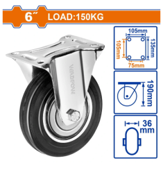 BÁNH XE ĐẨY THÉP + CAO SU CỐ ĐỊNH 6