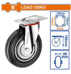 BÁNH XE ĐẨY THÉP + CAO SU XOAY 6